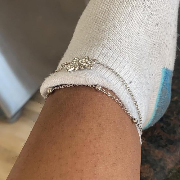 Women's Silver Butterfly Anklet - Picture 12 of 15